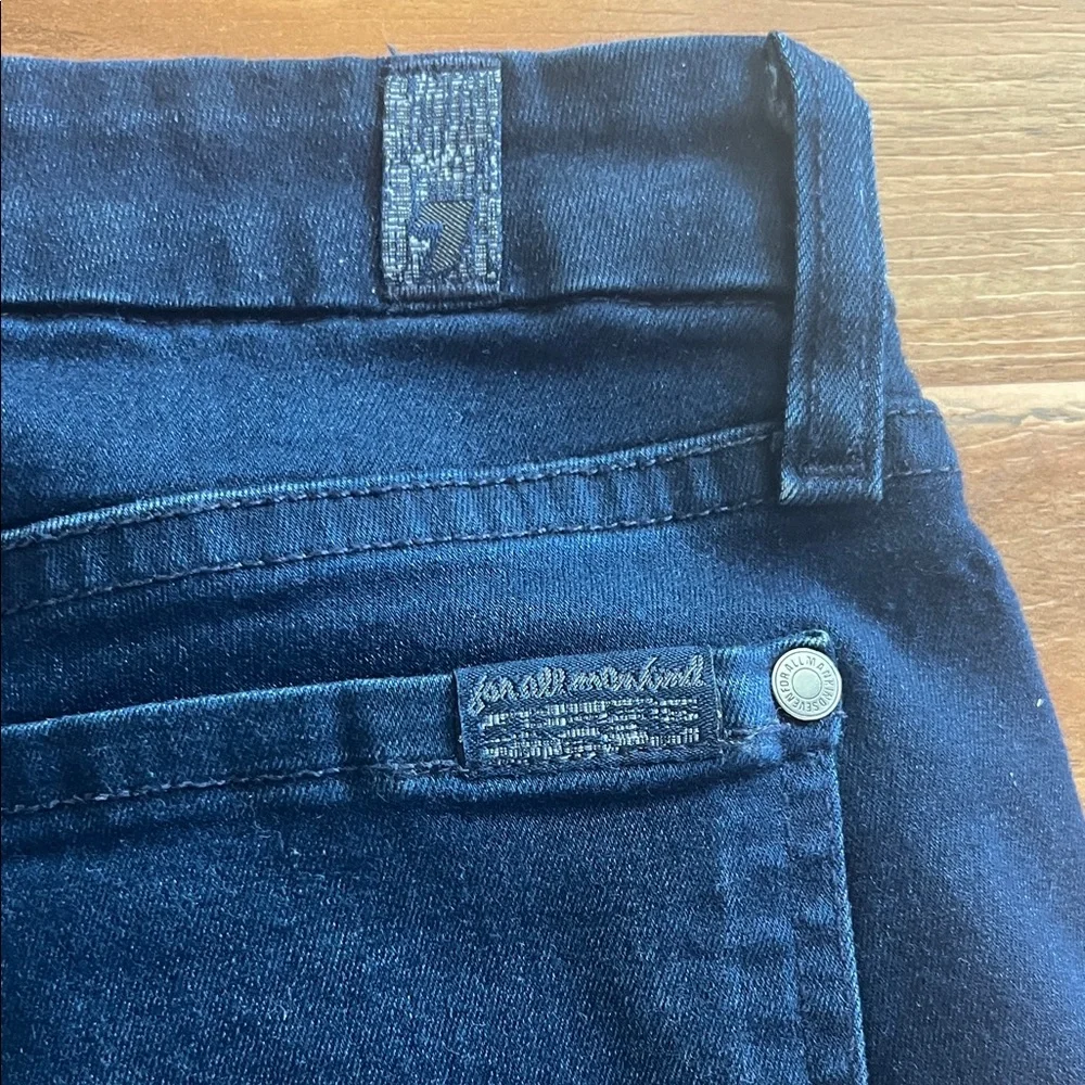 7 For All Mankind the Mid Rise Skinny Jeans Dark Blue.